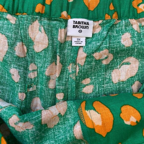 Tabitha Brown Target Shorts 3X Leopard Animal Print High Rise Pleat Linen 554 - Picture 3 of 9